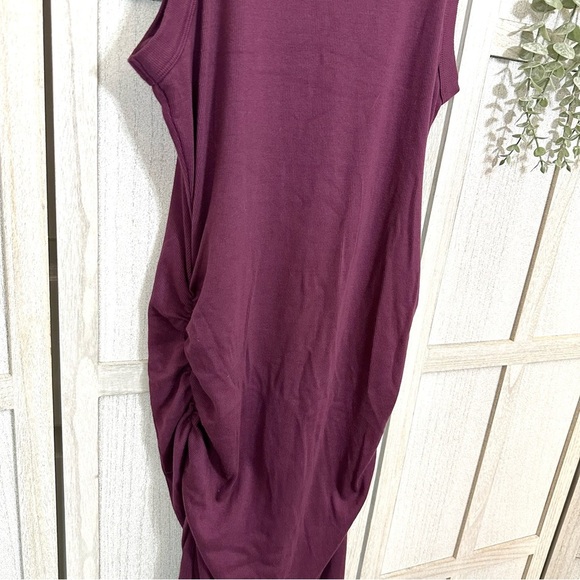 Michael Stars Wren Midi Dress W Slit Ultra Rib Plum Purple Sleeveless Bodycon XL - Picture 9 of 13